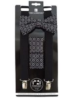 Load image into Gallery viewer, Men&#39;s Black 3 PC Clip-on Suspenders, Bow Tie &amp; Hanky Sets Men&#39;s Solid Color Bow Tie TheDapperTie Black # 8 Regular 
