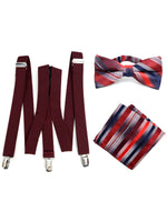 Load image into Gallery viewer, Men&#39;s 3 PC Clip-on Suspenders, Bow Tie &amp; Hanky Sets Men&#39;s Solid Color Bow Tie TheDapperTie   
