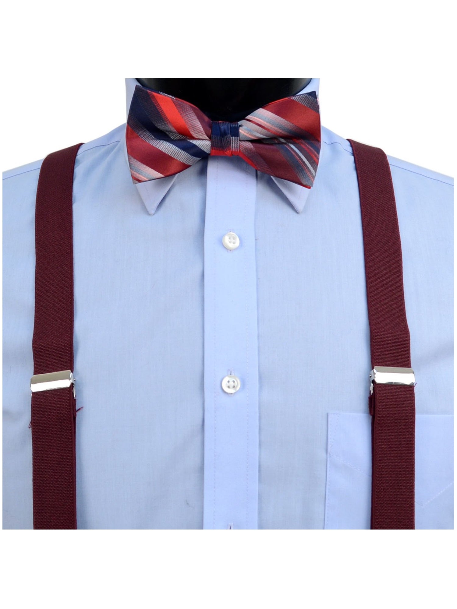 Men's 3 PC Clip-on Suspenders, Bow Tie & Hanky Sets Men's Solid Color Bow Tie TheDapperTie   