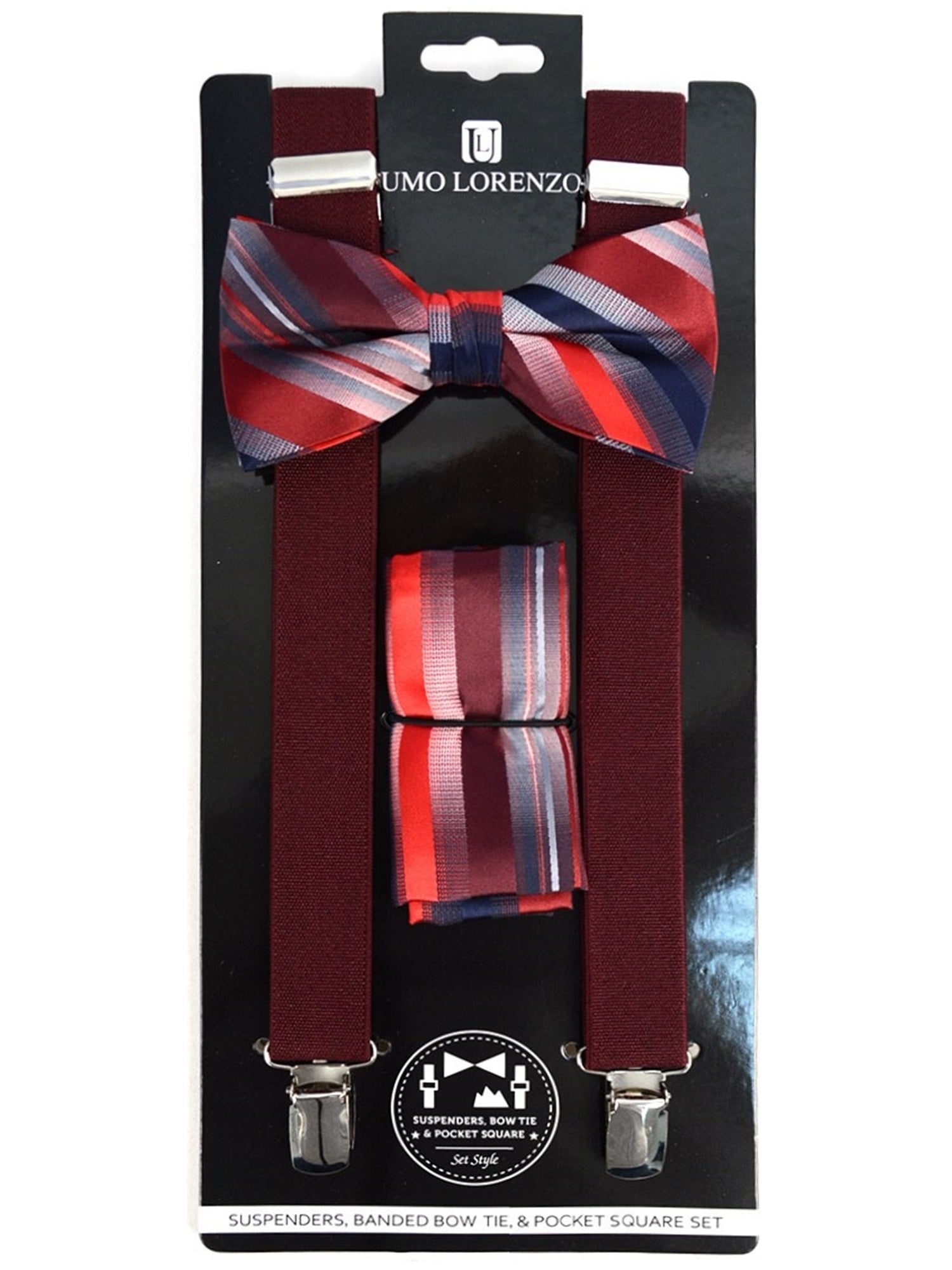 Men's 3 PC Clip-on Suspenders, Bow Tie & Hanky Sets Men's Solid Color Bow Tie TheDapperTie   