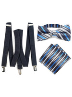 Load image into Gallery viewer, Men&#39;s Charcoal 3 PC Clip-on Suspenders, Bow Tie &amp; Hanky Sets Men&#39;s Solid Color Bow Tie TheDapperTie Charcoal # 2 Regular 
