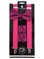 Load image into Gallery viewer, Men&#39;s Fuchsia 3 PC Clip-on Suspenders, Bow Tie &amp; Hanky Sets Men&#39;s Solid Color Bow Tie TheDapperTie   
