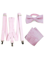Load image into Gallery viewer, Men&#39;s Fuchsia 3 PC Clip-on Suspenders, Bow Tie &amp; Hanky Sets Men&#39;s Solid Color Bow Tie TheDapperTie Pink # 1 Regular 
