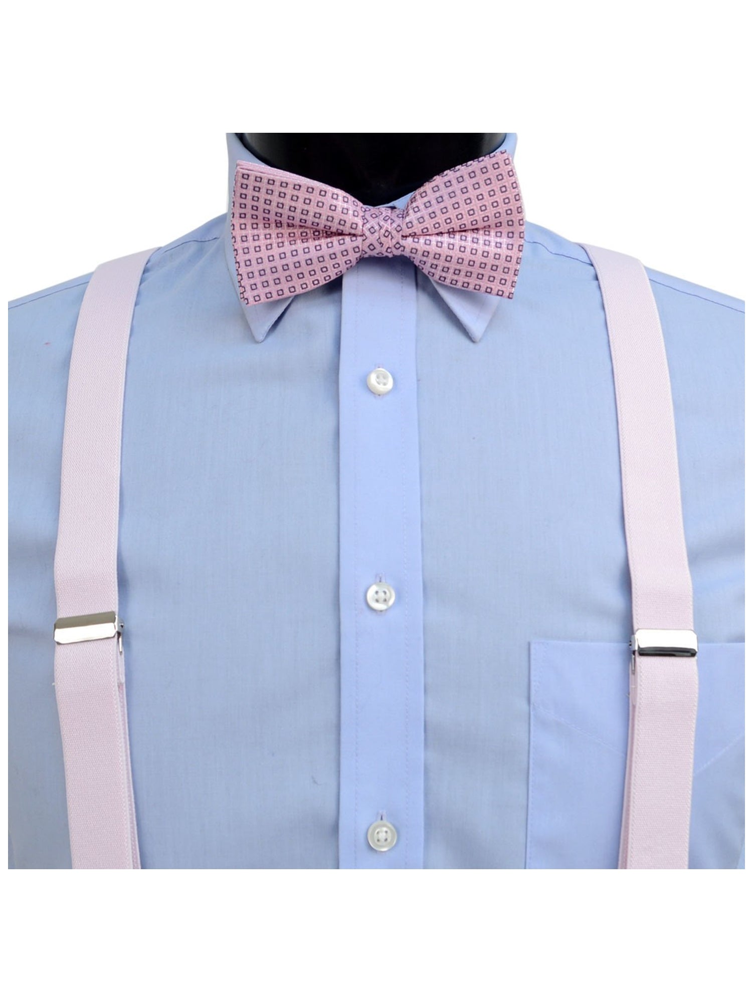 Men's Fuchsia 3 PC Clip-on Suspenders, Bow Tie & Hanky Sets Men's Solid Color Bow Tie TheDapperTie   