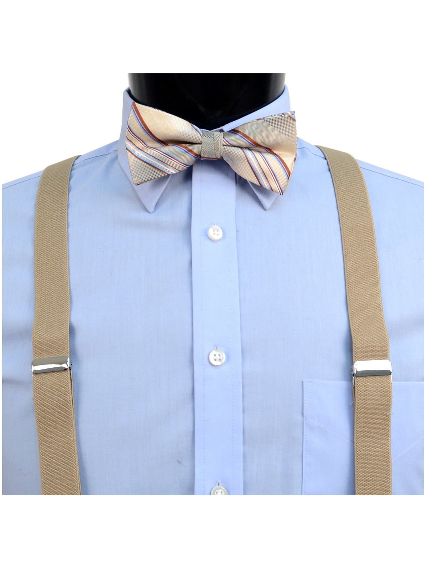 Men's 3 PC Clip-on Suspenders, Bow Tie & Hanky Sets Men's Solid Color Bow Tie TheDapperTie   