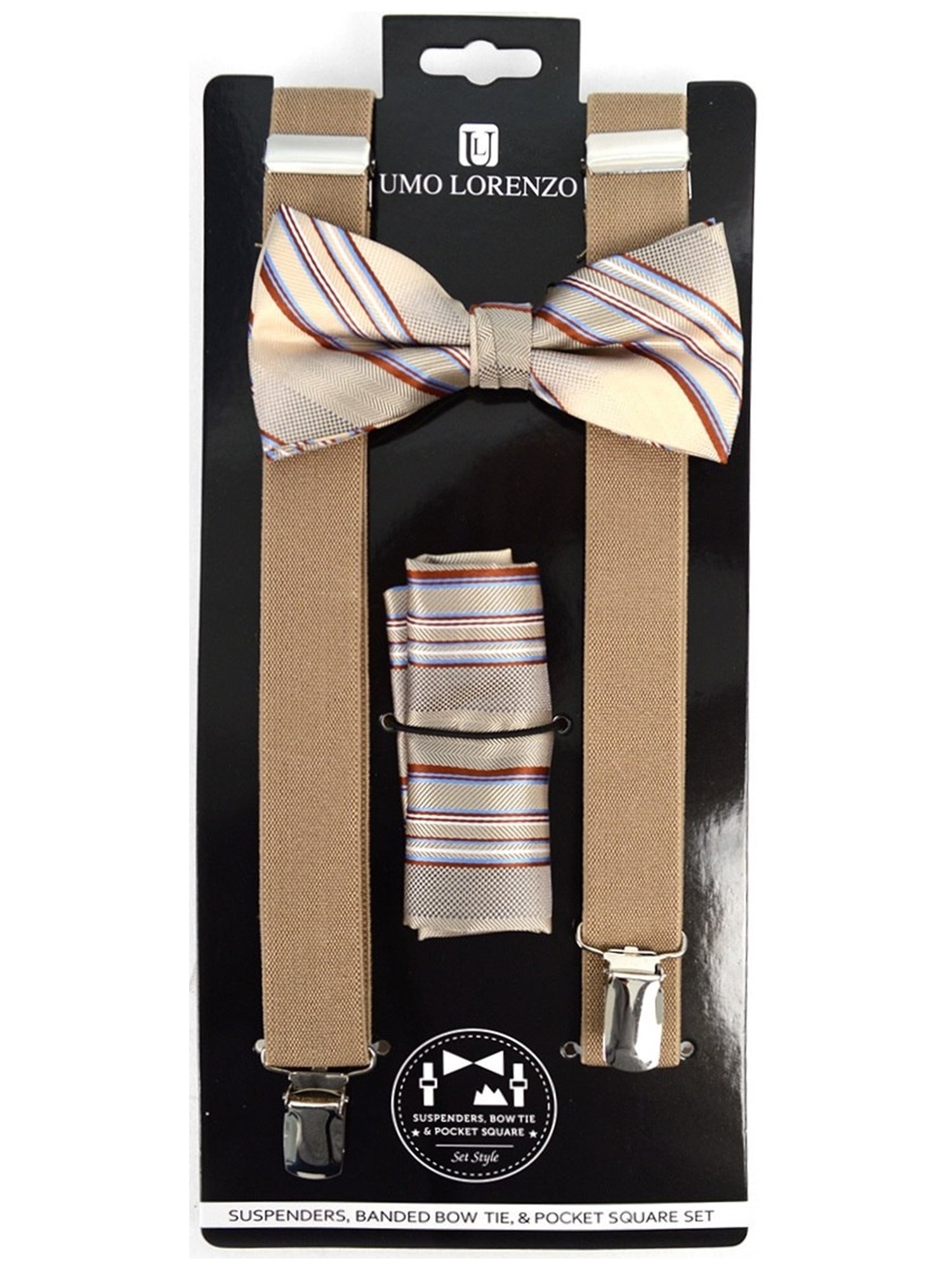 Men's 3 PC Clip-on Suspenders, Bow Tie & Hanky Sets Men's Solid Color Bow Tie TheDapperTie   