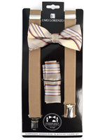 Load image into Gallery viewer, Men&#39;s 3 PC Clip-on Suspenders, Bow Tie &amp; Hanky Sets Men&#39;s Solid Color Bow Tie TheDapperTie   
