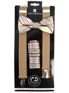 Men's 3 PC Clip-on Suspenders, Bow Tie & Hanky Sets Men's Solid Color Bow Tie TheDapperTie   
