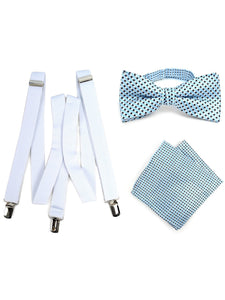 Men's 3 PC Clip-on Suspenders, Bow Tie & Hanky Sets Men's Solid Color Bow Tie TheDapperTie   
