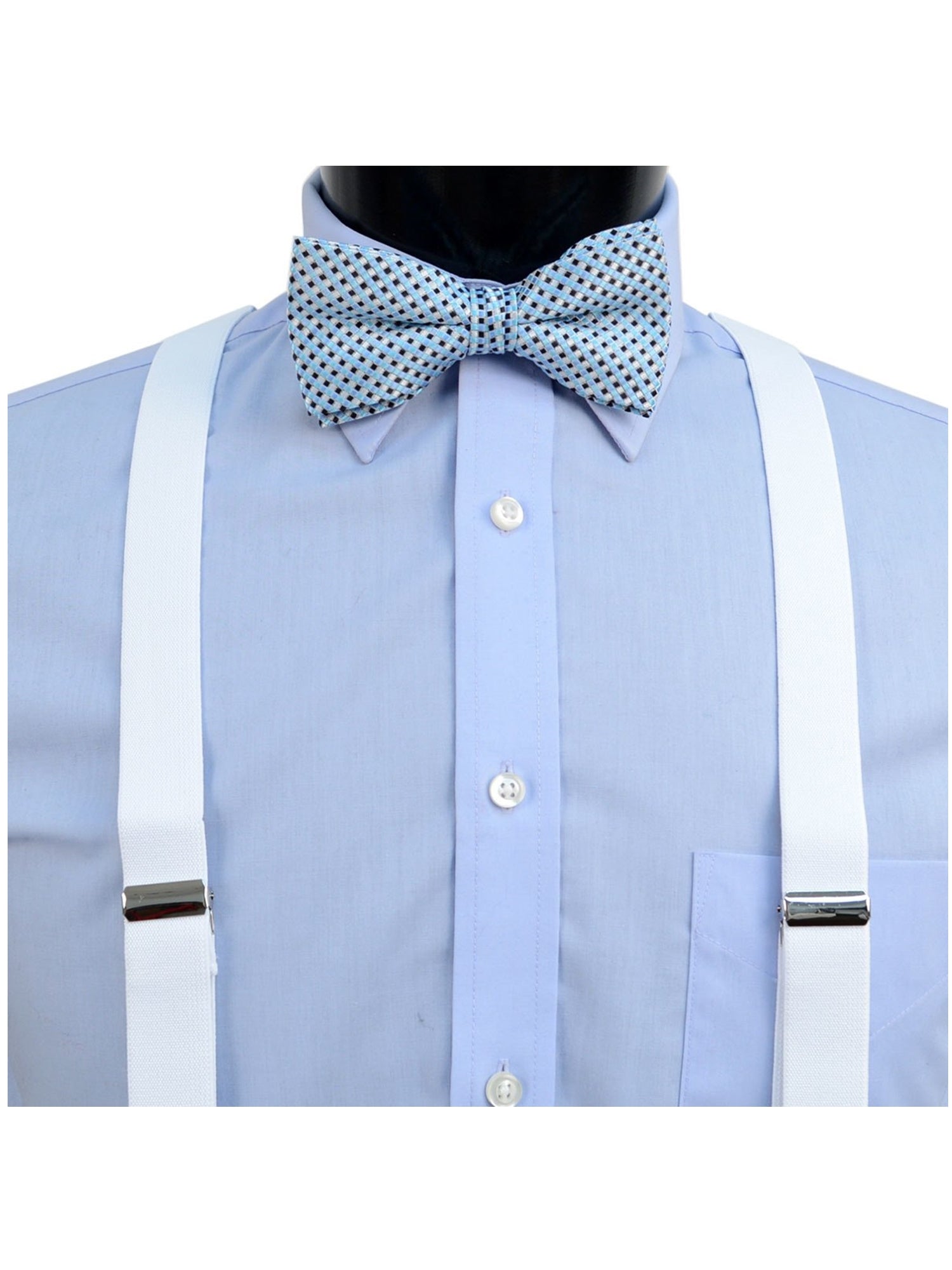 Men's 3 PC Clip-on Suspenders, Bow Tie & Hanky Sets Men's Solid Color Bow Tie TheDapperTie   