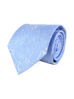 Load image into Gallery viewer, Men&#39;s Paisley Microfiber Poly Woven Wedding Neck Tie Neck Tie TheDapperTie Baby Blue Regular 
