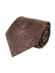 Men's Paisley Microfiber Poly Woven Wedding Neck Tie Neck Tie TheDapperTie Brown Regular 