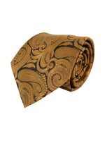 Load image into Gallery viewer, Men&#39;s Paisley Microfiber Poly Woven Wedding Neck Tie Neck Tie TheDapperTie Gold Regular 
