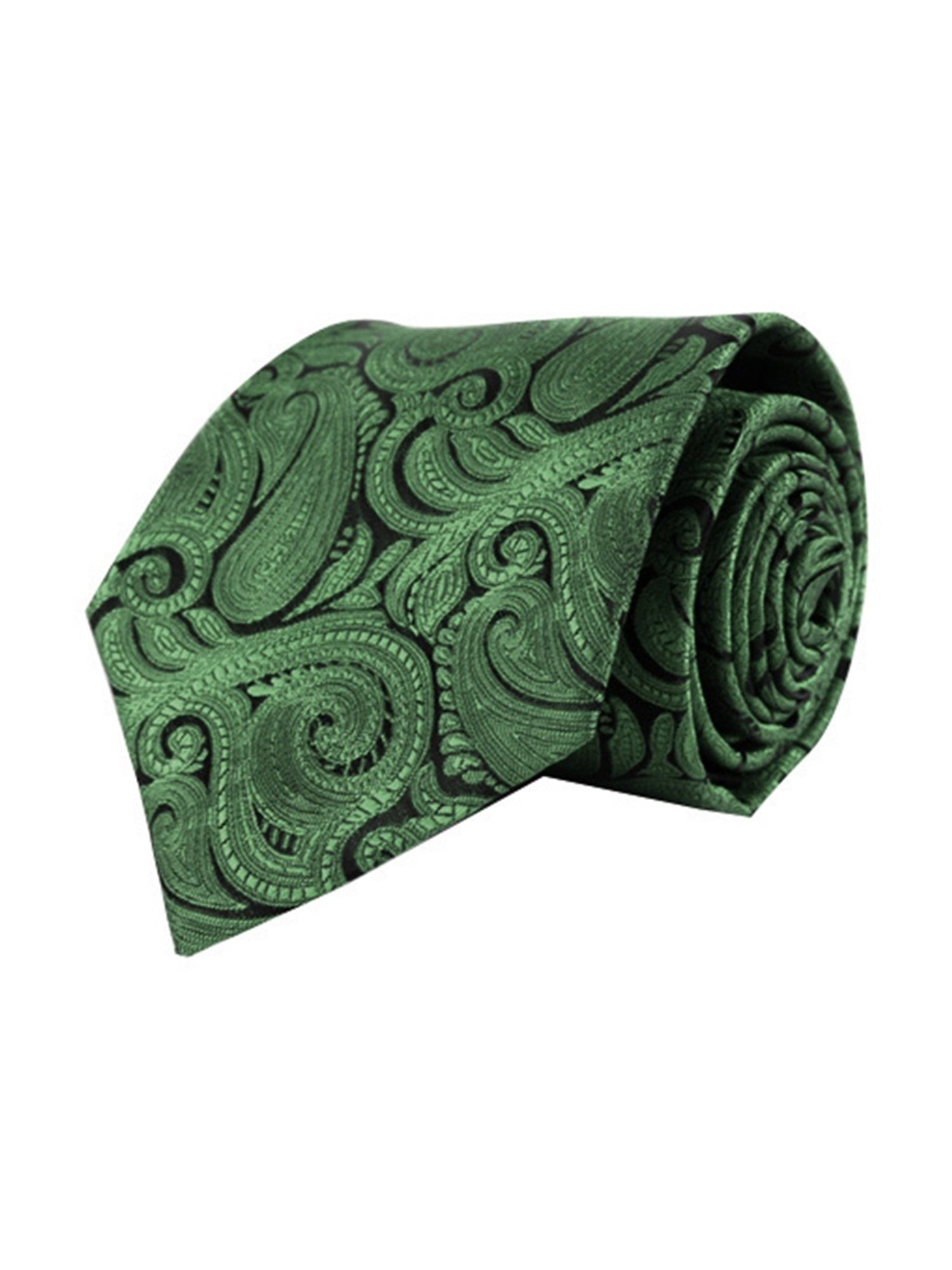 Men's Paisley Microfiber Poly Woven Wedding Neck Tie Neck Tie TheDapperTie Green Regular 