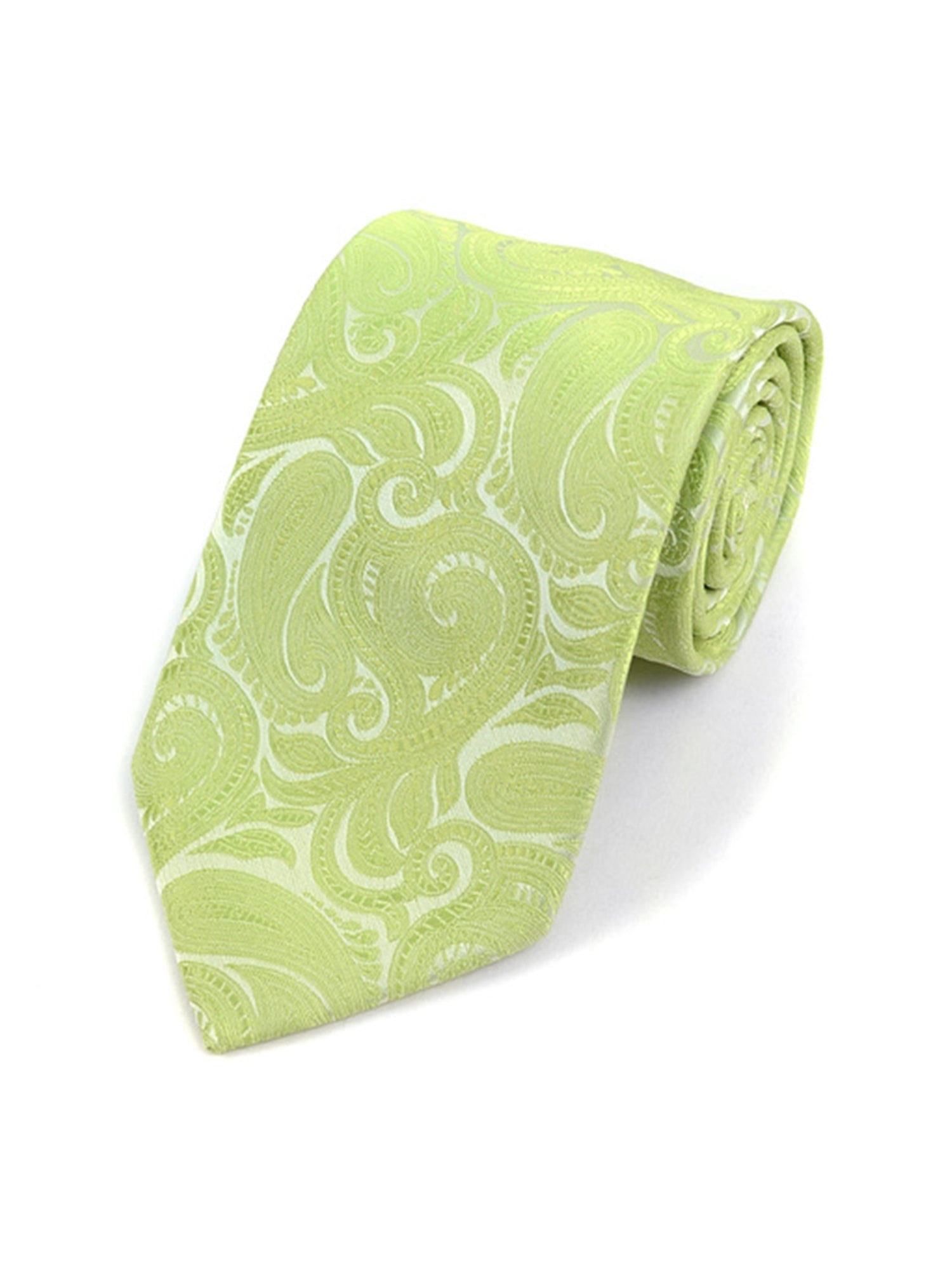 Men's Paisley Microfiber Poly Woven Wedding Neck Tie Neck Tie TheDapperTie Lime Regular 