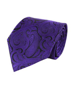 Load image into Gallery viewer, Men&#39;s Paisley Microfiber Poly Woven Wedding Neck Tie Neck Tie TheDapperTie Purple Regular 
