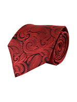 Load image into Gallery viewer, Men&#39;s Paisley Microfiber Poly Woven Wedding Neck Tie Neck Tie TheDapperTie Red Regular 
