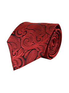 Men's Paisley Microfiber Poly Woven Wedding Neck Tie Neck Tie TheDapperTie Red Regular 