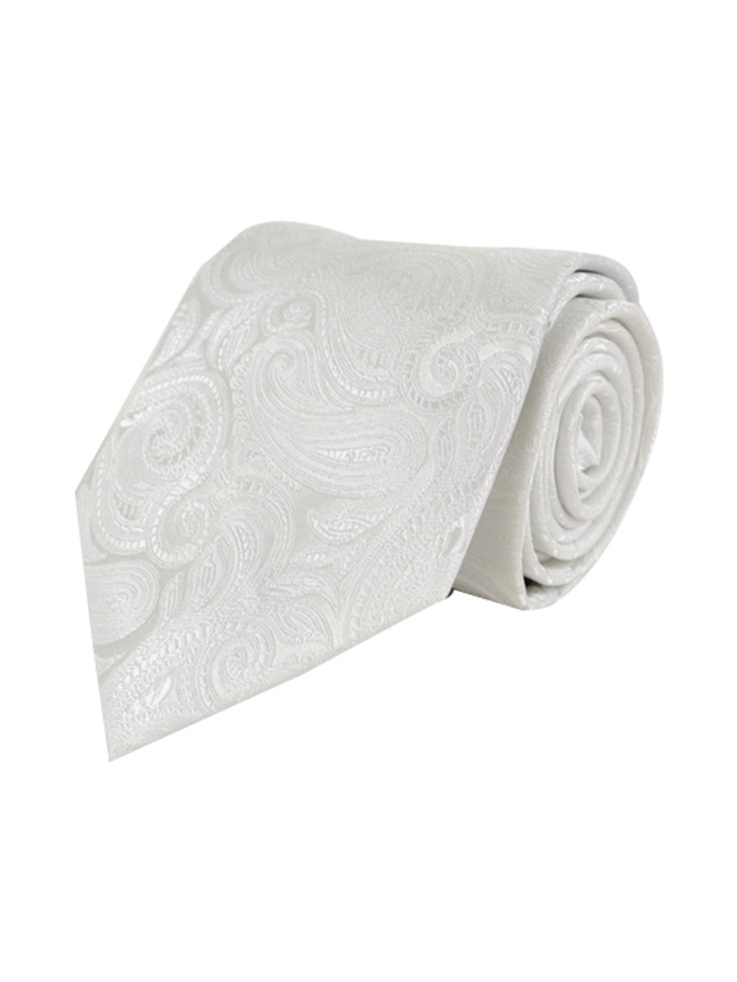 Men's Paisley Microfiber Poly Woven Wedding Neck Tie Neck Tie TheDapperTie White Regular 