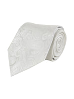Load image into Gallery viewer, Men&#39;s Paisley Microfiber Poly Woven Wedding Neck Tie Neck Tie TheDapperTie White Regular 
