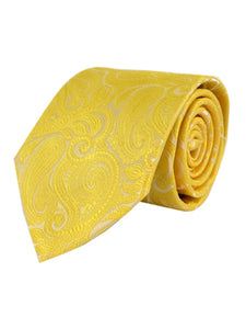 Men's Paisley Microfiber Poly Woven Wedding Neck Tie Neck Tie TheDapperTie Yellow Regular 