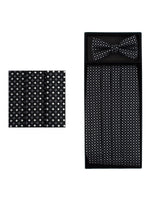 Load image into Gallery viewer, Men&#39;s Dotted Matching Adjustable Cummerbund and Bow tie Set Men&#39;s Solid Color Bow Tie TheDapperTie Black 3 Regular 

