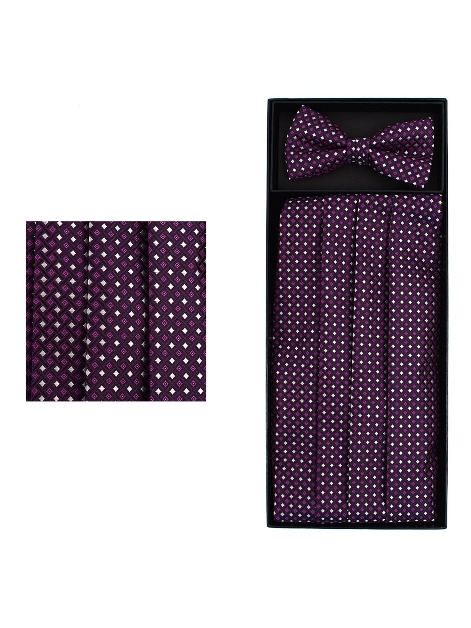 Men's Dotted Matching Adjustable Cummerbund and Bow tie Set Men's Solid Color Bow Tie TheDapperTie Purple Regular 