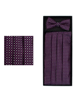 Load image into Gallery viewer, Men&#39;s Dotted Matching Adjustable Cummerbund and Bow tie Set Men&#39;s Solid Color Bow Tie TheDapperTie Purple Regular 
