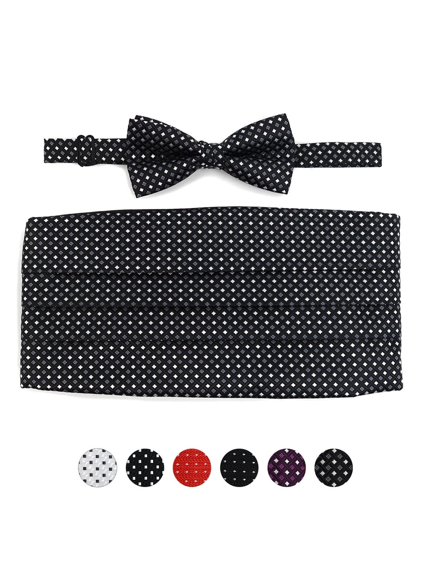 Men's Dotted Matching Adjustable Cummerbund and Bow tie Set Men's Solid Color Bow Tie TheDapperTie   