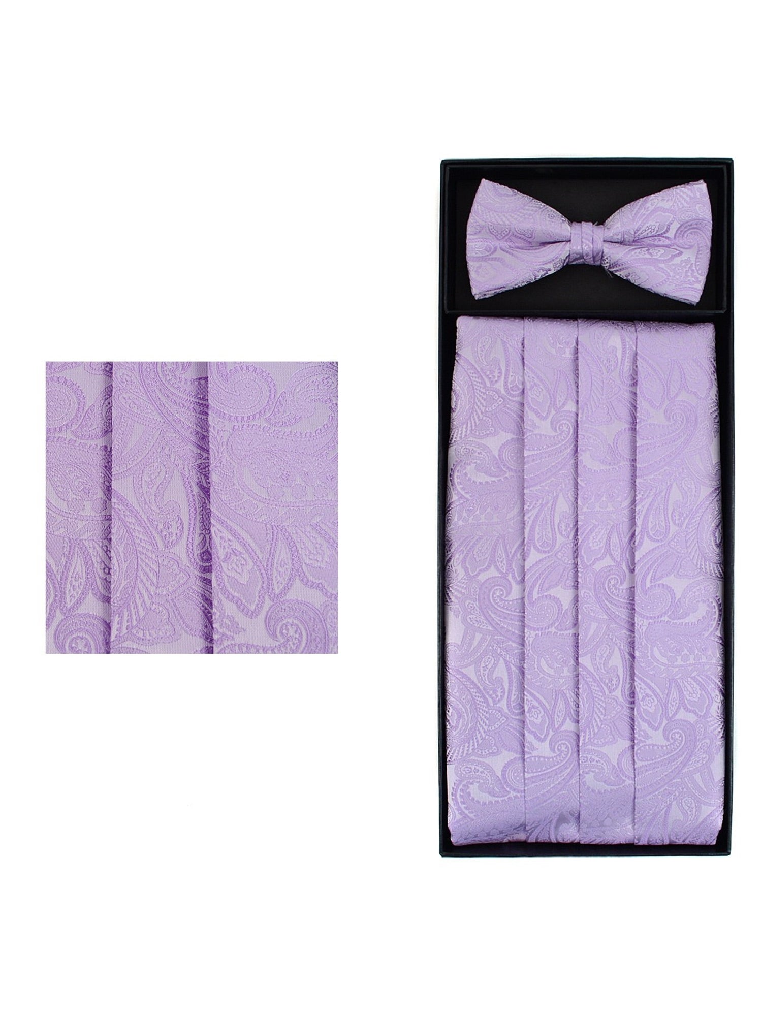 Men's Paisley Matching Adjustable Cummerbund and Bow tie Set Men's Solid Color Bow Tie TheDapperTie Lavender Regular 