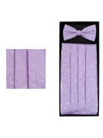 Load image into Gallery viewer, Men&#39;s Paisley Matching Adjustable Cummerbund and Bow tie Set Men&#39;s Solid Color Bow Tie TheDapperTie Lavender Regular 
