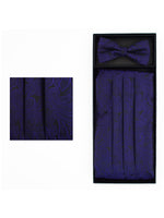 Load image into Gallery viewer, Men&#39;s Paisley Matching Adjustable Cummerbund and Bow tie Set Men&#39;s Solid Color Bow Tie TheDapperTie Purple Regular 
