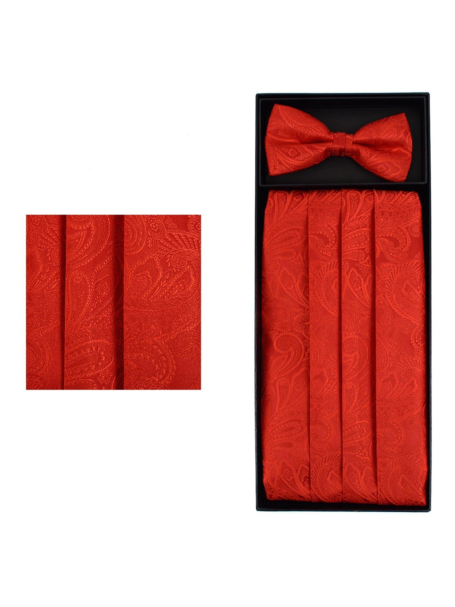 Men's Paisley Matching Adjustable Cummerbund and Bow tie Set Men's Solid Color Bow Tie TheDapperTie Red Regular 