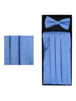Load image into Gallery viewer, Men&#39;s Paisley Matching Adjustable Cummerbund and Bow tie Set Men&#39;s Solid Color Bow Tie TheDapperTie Turquoise Regular 
