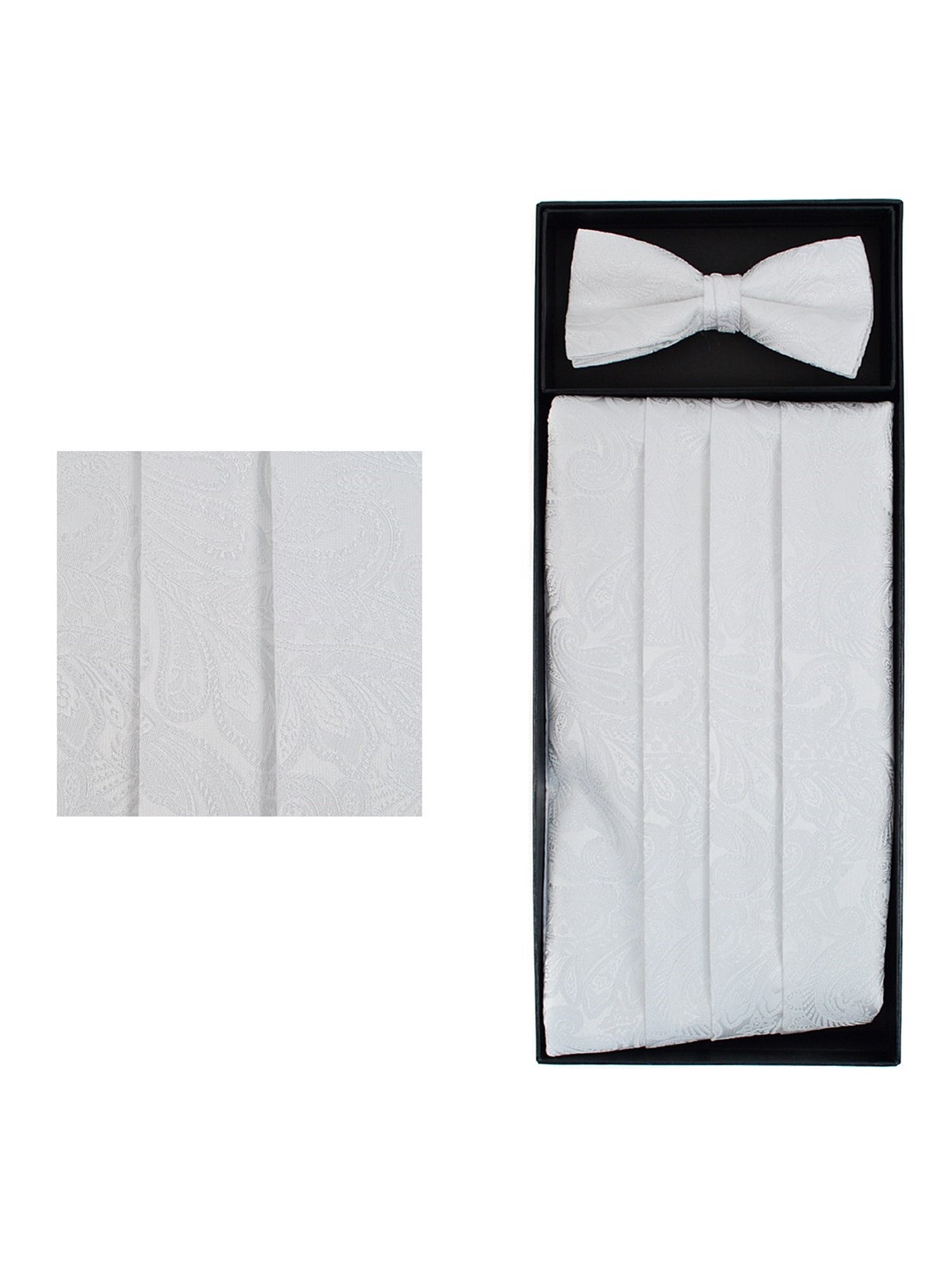 Men's Paisley Matching Adjustable Cummerbund and Bow tie Set Men's Solid Color Bow Tie TheDapperTie White Regular 
