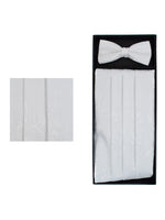 Load image into Gallery viewer, Men&#39;s Paisley Matching Adjustable Cummerbund and Bow tie Set Men&#39;s Solid Color Bow Tie TheDapperTie White Regular 
