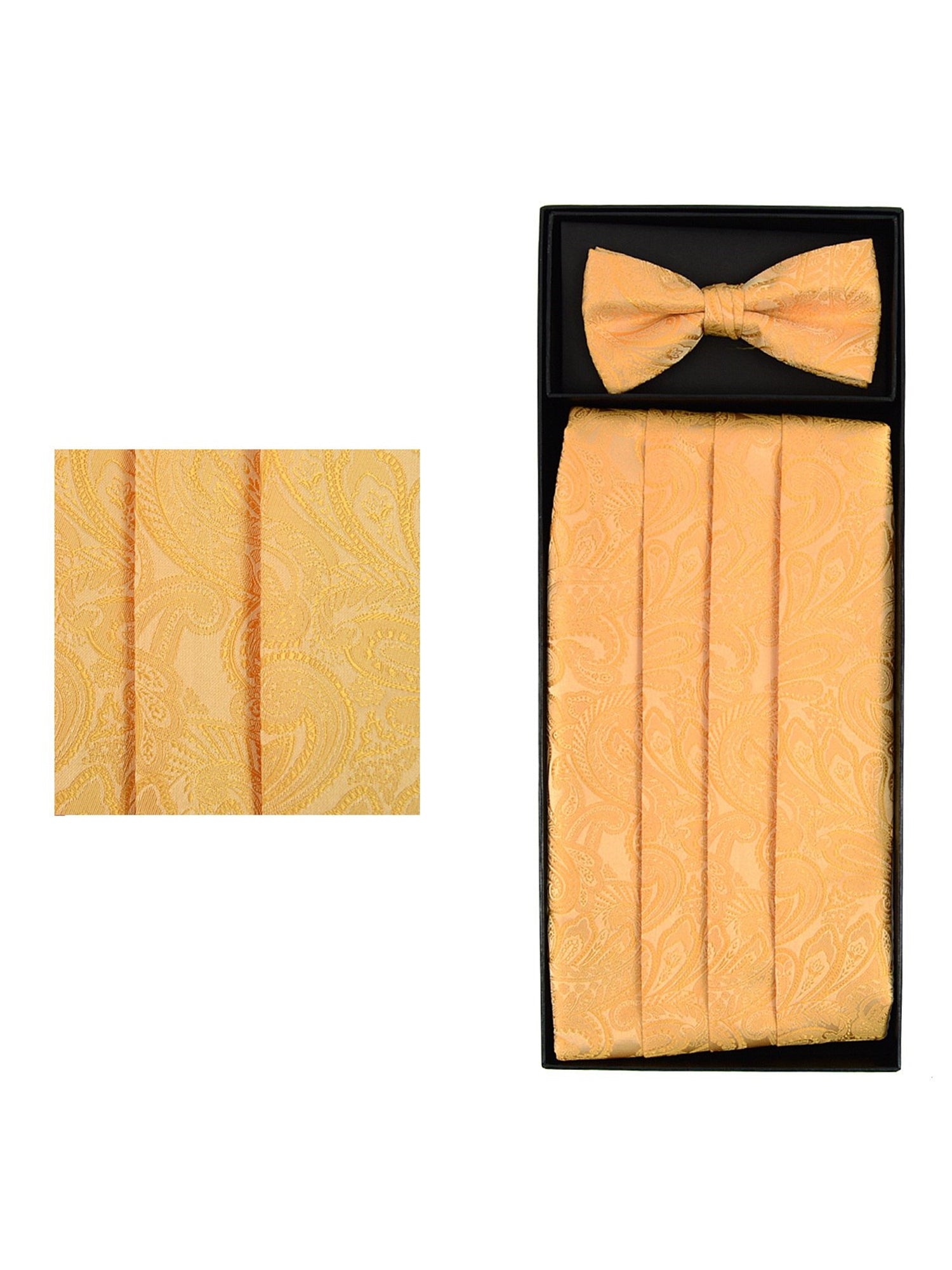 Men's Paisley Matching Adjustable Cummerbund and Bow tie Set Men's Solid Color Bow Tie TheDapperTie Yellow Regular 