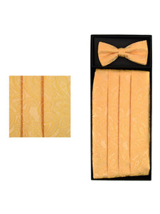 Men's Paisley Matching Adjustable Cummerbund and Bow tie Set Men's Solid Color Bow Tie TheDapperTie Yellow Regular 