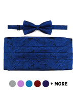 Load image into Gallery viewer, Men&#39;s Paisley Matching Adjustable Cummerbund and Bow tie Set Men&#39;s Solid Color Bow Tie TheDapperTie   
