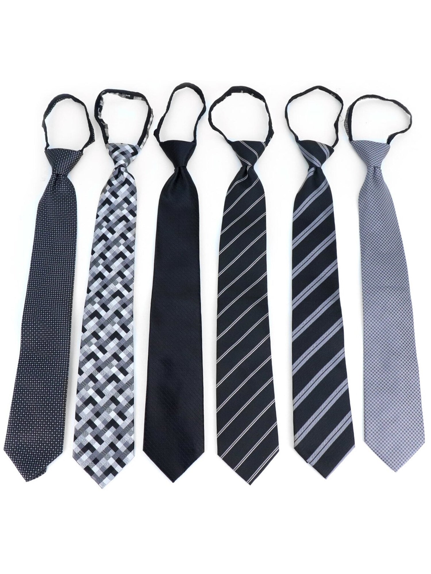 Men's 6 Pc Microfiber Classic Zipper Pre-Tied Neck Ties Neck Tie TheDapperTie   