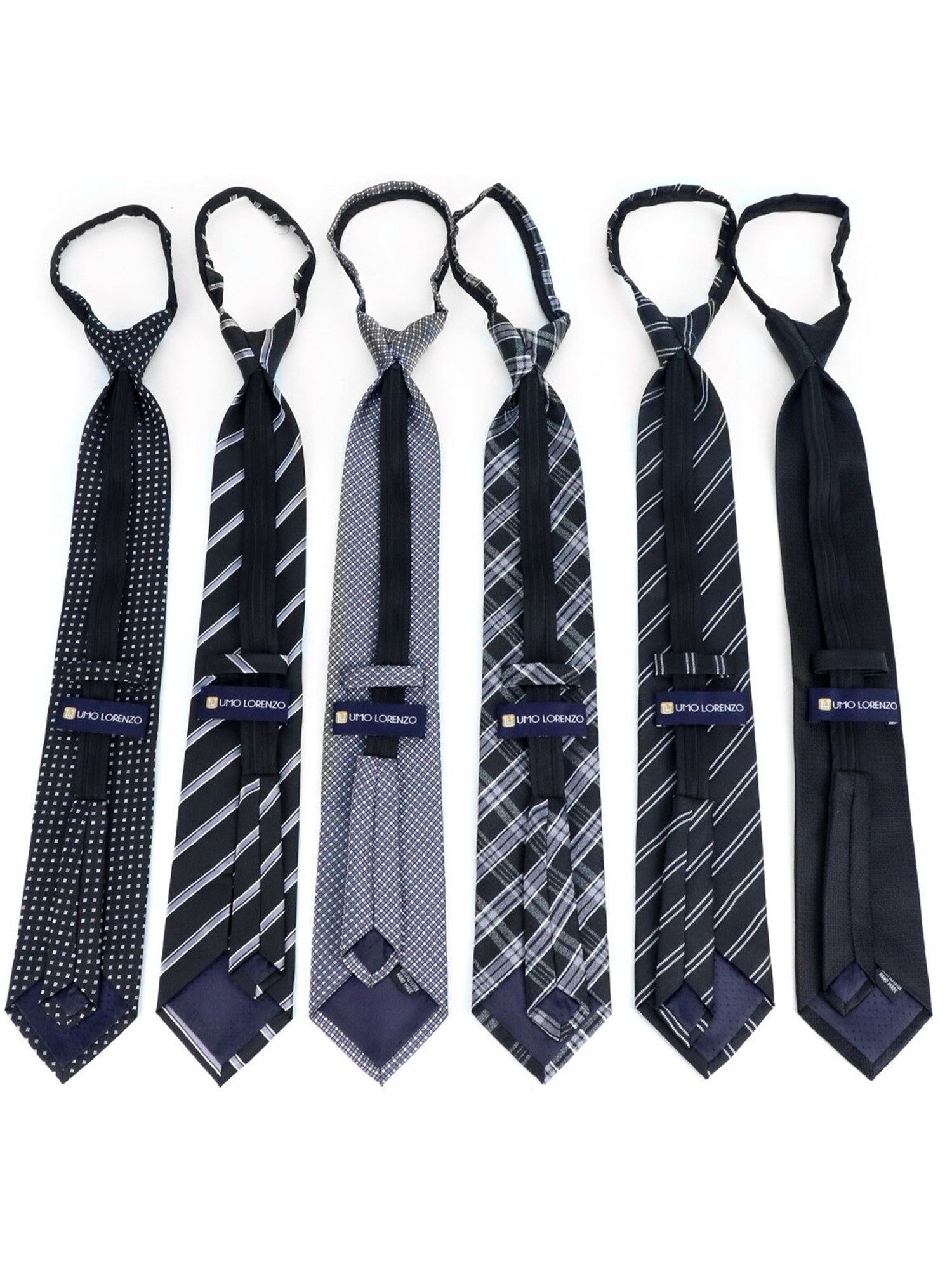 Men's 6 Pc Microfiber Classic Zipper Pre-Tied Neck Ties Neck Tie TheDapperTie   