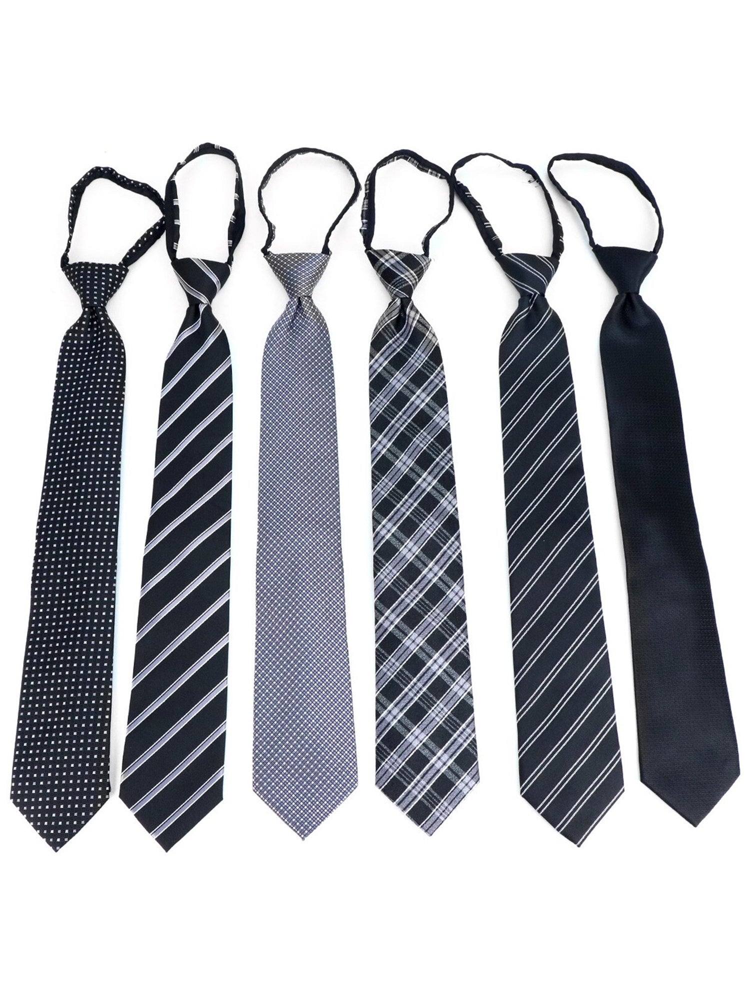 Men's 6 Pc Microfiber Classic Zipper Pre-Tied Neck Ties Neck Tie TheDapperTie   