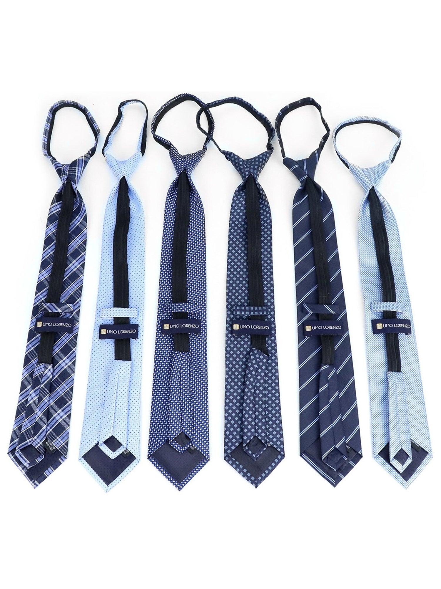 Men's 6 Pc Microfiber Classic Zipper Pre-Tied Neck Ties Neck Tie TheDapperTie   