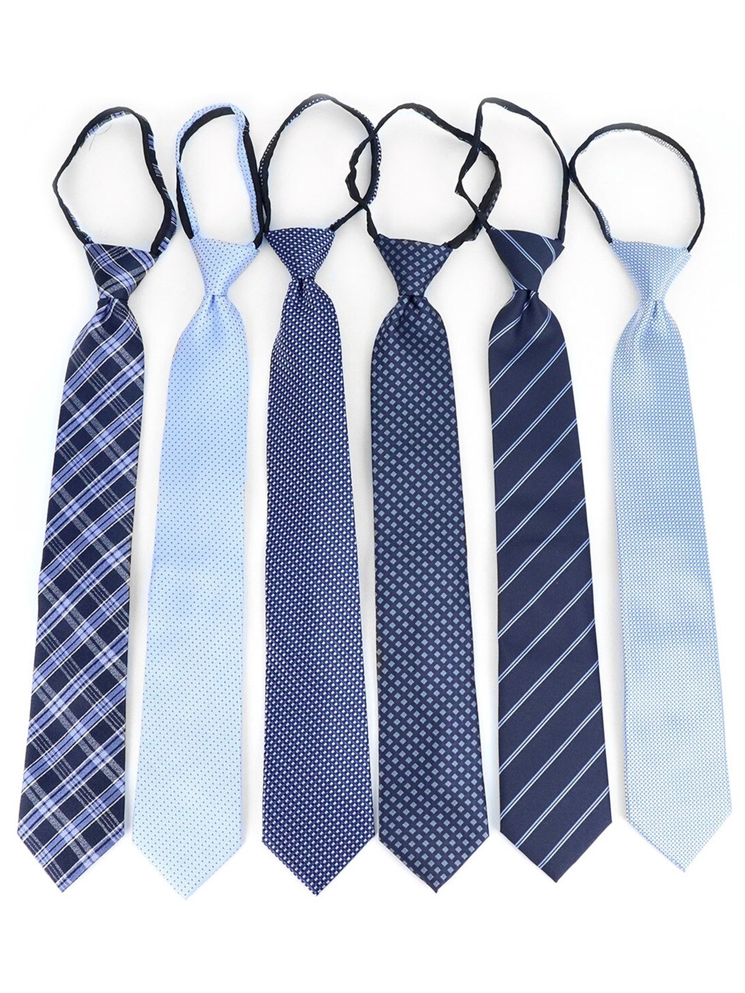 Men's 6 Pc Microfiber Classic Zipper Pre-Tied Neck Ties Neck Tie TheDapperTie   