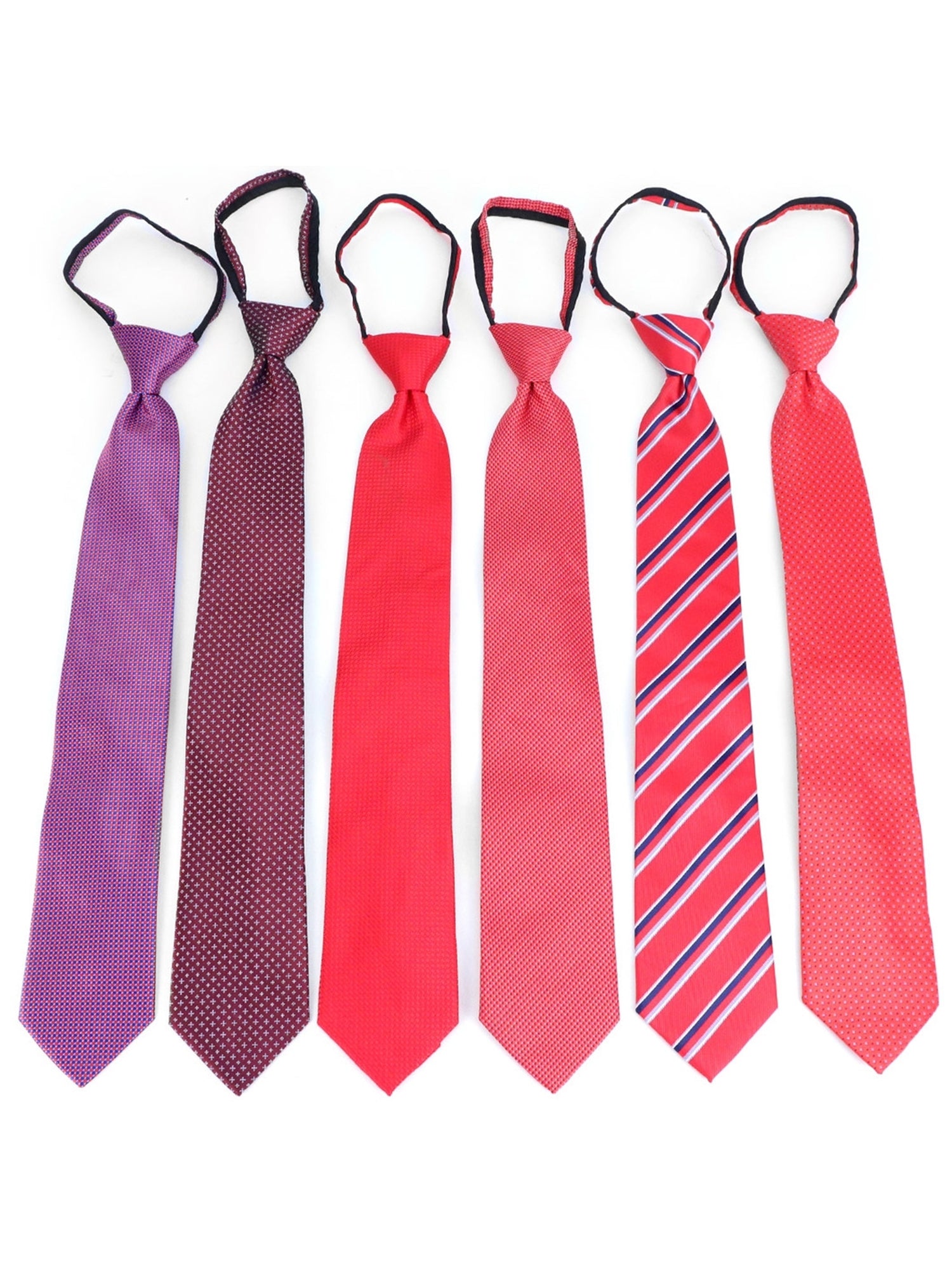 Men's 6 Pc Microfiber Classic Zipper Pre-Tied Neck Ties Neck Tie TheDapperTie   