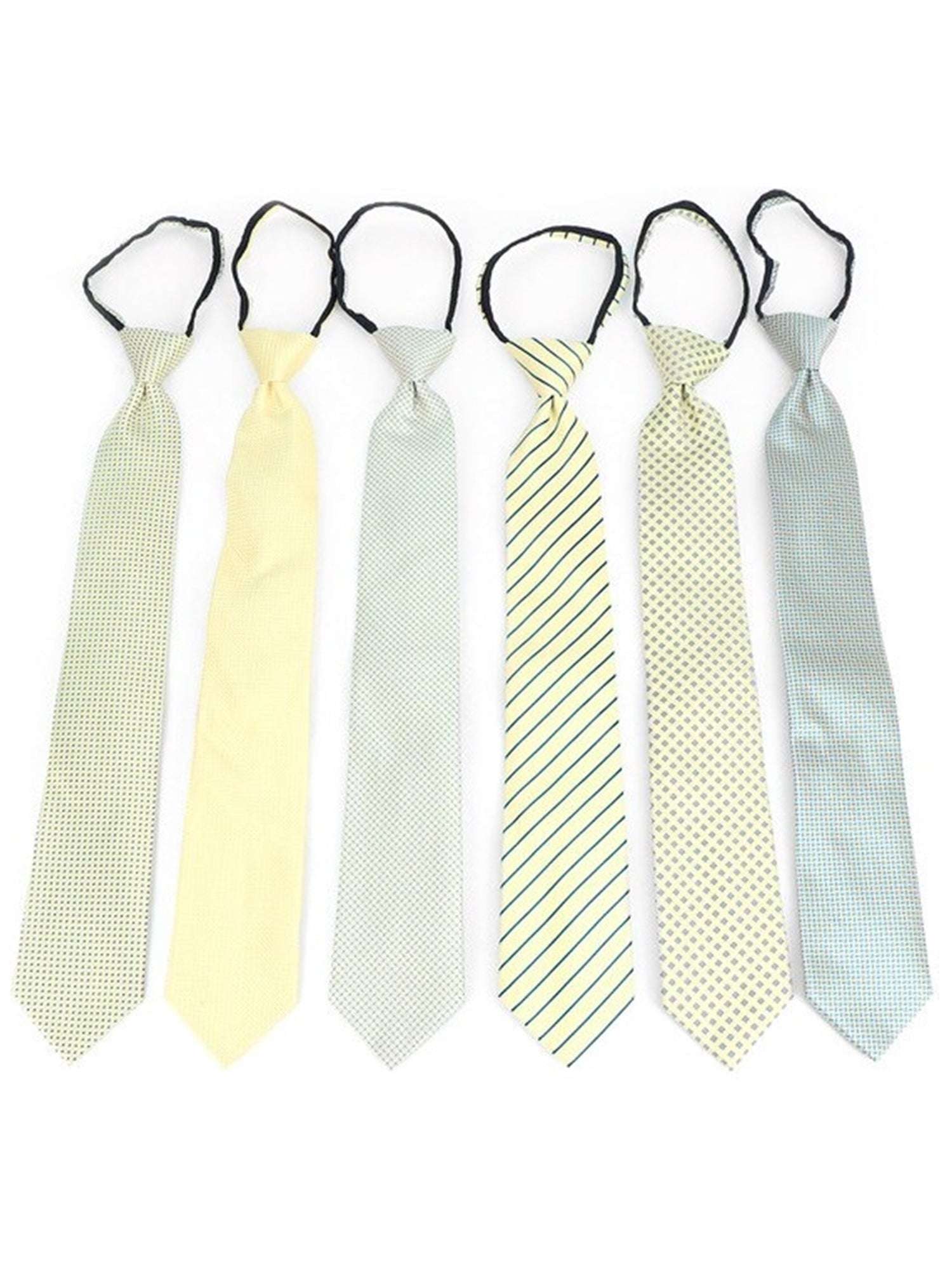 Men's 6 Pc Microfiber Classic Zipper Pre-Tied Neck Ties Neck Tie TheDapperTie Yellow Regular 