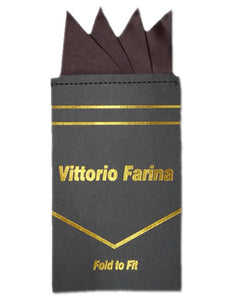 Men's Solid Color 4 Point Pre Folded Silk Pocket Squares on Card Prefolded Pocket Squares TheDapperTie Brown Regular 