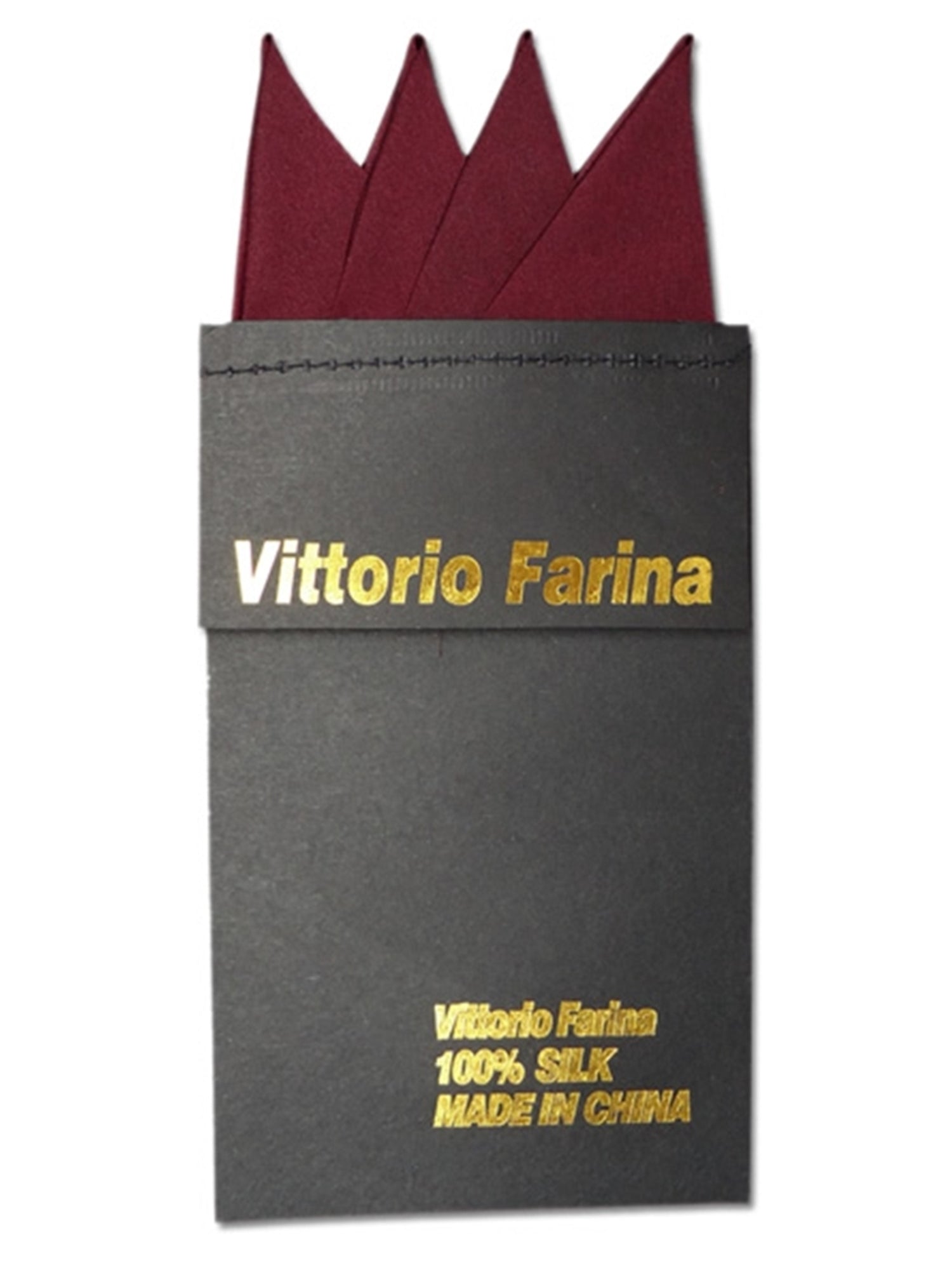 Men's Solid Color 4 Point Pre Folded Silk Pocket Squares on Card Prefolded Pocket Squares TheDapperTie Burgundy Regular 