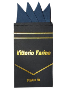 Men's Solid Color 4 Point Pre Folded Silk Pocket Squares on Card Prefolded Pocket Squares TheDapperTie Navy Regular 
