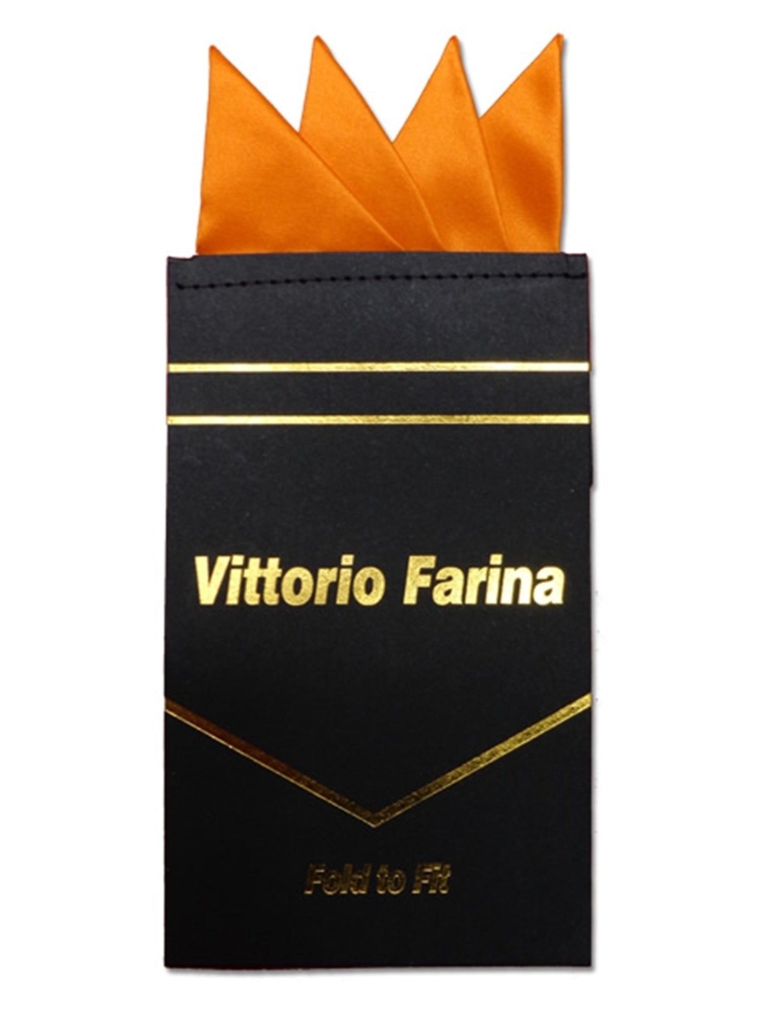 Men's Solid Color 4 Point Pre Folded Silk Pocket Squares on Card Prefolded Pocket Squares TheDapperTie Orange Regular 